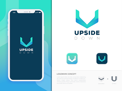 Upside Down letter word logo design & Brand identity app icon app icon design best logo blue color brand identity business logo colorful design logo graphic icon designer lettet logo logo mark modern logo popular logo top trendy logo u letter logo v letter logo word mark