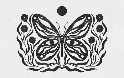 Divinity art print band poster black and white butterfly butterfly tattoo expand flowers fly garden hand drawn holistic illustration logo nature psychedelic tattoo trippy vintage wellness wild