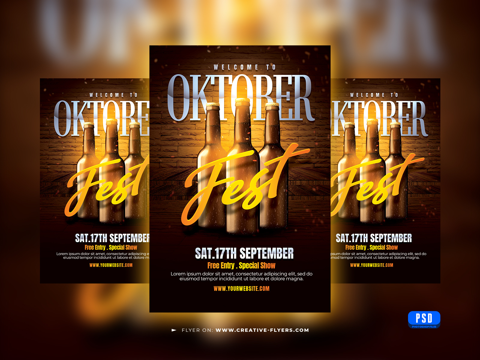 Oktoberfest Flyer Template (PSD) autumn festival flyer template graphic design october flyer oktober oktoberfest party flyer photoshop photoshop flyer poster psd flyer
