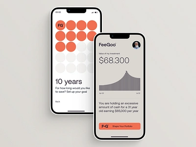 FeeGoo Investing Platform (design prototype + MVP) app branding design finance investing iphone logo ui