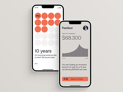 FeeGoo Investing Platform (design prototype + MVP) app branding design finance investing iphone logo ui
