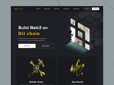 Bit Chain - Web3 Development Platform blockchain blockchain development blockchain ecosystem clean layout crypto landing page cryptocurrency dark mode defi web developer platform innovation layer 1 layer 2 scaling solutions trading ui ui design user interface web development web3 web3 development website design