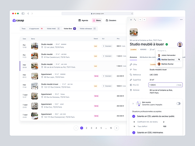 🏢 Property Management admin casap dashboard design infos interface listing management property property management real estate sidebar table user user interface