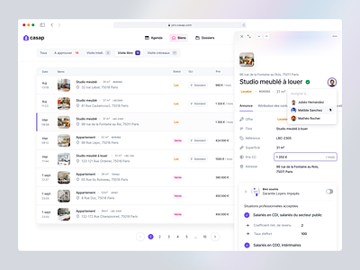 🏢 Property Management admin casap dashboard design infos interface listing management property property management real estate sidebar table user user interface