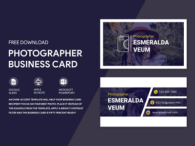 Photographer Business Card Free Google Docs Template business card cards docs google photo photographer photography print printing template templates visit visiting