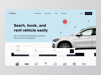 EzRent - Car Rental Website bootstrap car car website cars header hero hero section rent rent website saas saas web service startup ui ux web webflow website websites