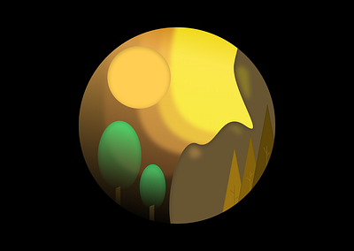 Mountains & Trees Sunset Vector Design branding design figma graphic design icon illustration logo vector