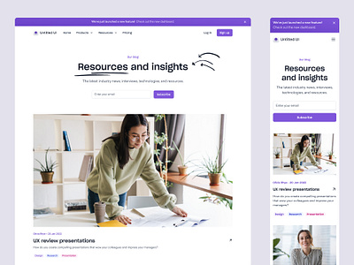 Blog home — Untitled UI articles blog blog home cms design system figma grid header minimal minimalism simple web design webflow