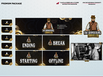 STEAMPUNK theme in a full twitch overlay package! 3d animation branding design graphic design illustration layout logo motion graphics streaming twitch twitch overlay ui vector
