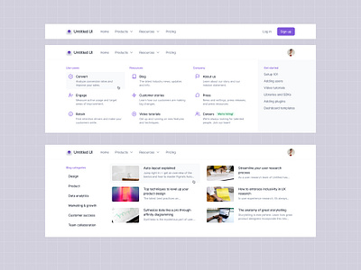 Header navigations — Untitled UI clean ui design system dropdown nav figma header nav mega nav meganav menu nav navigation ui kit web design webflow website nav