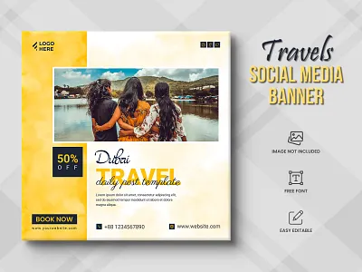 Travel agency social media post or tour holiday Post travel time