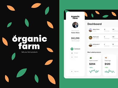 Brand identity concept for Organic Farm agriculture applicaiton branding dashboard design farm graphic design green inspiration interface logo orange organic ui ux vector