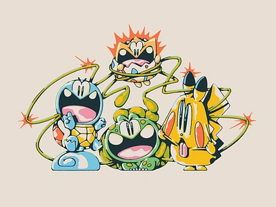 Pikachu's Vacation bulbasaur gaming illustration nintendo pikachu pokemon squirtle togepi