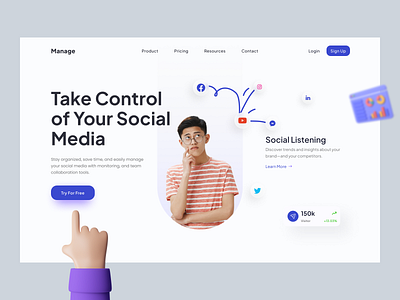 Social Media Management - Landing page branding interface landing page management social media social media management uidesign uiux web design website