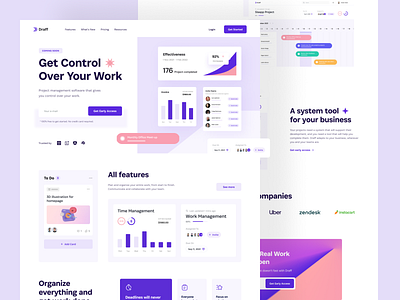 Draff | Project Management Landing Page clean hero hero section kanban kanban board landing landing page project management project management tool project manager software software management trend ui user interface web design website website design website page