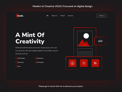 REDLI | MINT OF CREATIVITY | UX/UI DESIGN dark cover page design figma design figma designer freelancer gradient outline design graphic design landing designer landing page design logo design ui design ui designer user experience design user experience designer user interface design user interface designer ux design ux designer web design web designer