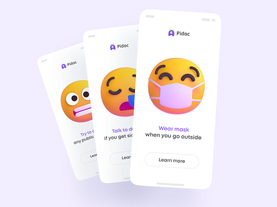 Covid-19 awareness app onboarding andriod app app design covid covid 19 design emoji ios mobile app modern onboarding on boarding ui ui ux ui design ux