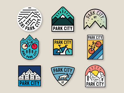 Park City Badges badge bike lift line art mountain park city resort ski snow utah winter