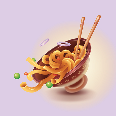 Noodles gradient graphic design illustration noodles realistic vector