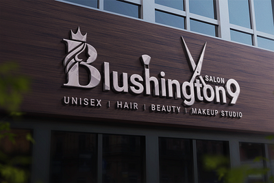 Blushington 9 Salon Logo 3d animation app branding design graphic design illustration logo logo design mockup motion graphics new logo parlor logo salon salon logo trending logo typography ui ux vector