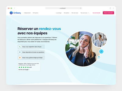 Embarq • Contact Page booking calendar clean contact design display figma form french help landing page safari simple ui website