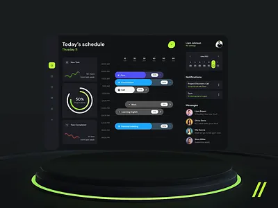 Freelancers Daily Routine Platform animation daily dark theme dashboard design freelance homepage interface landing landing page management plan planner task task management ui ux web web design web platform