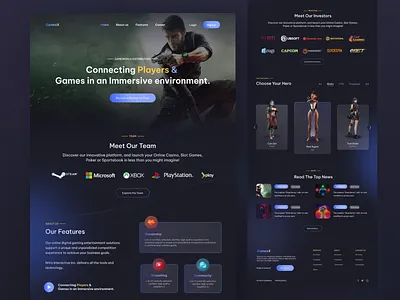 GameX Landing Page Dark dark fps game game community game ui gameplay gaming not shooting game ui