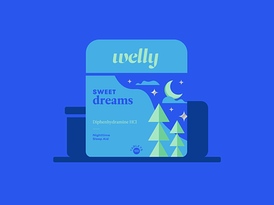 Welly Medicine branding calm color dreams icon iconography illustration leaf medicine minimal nature packaging pain plant shapes sleep stomach target trees typography