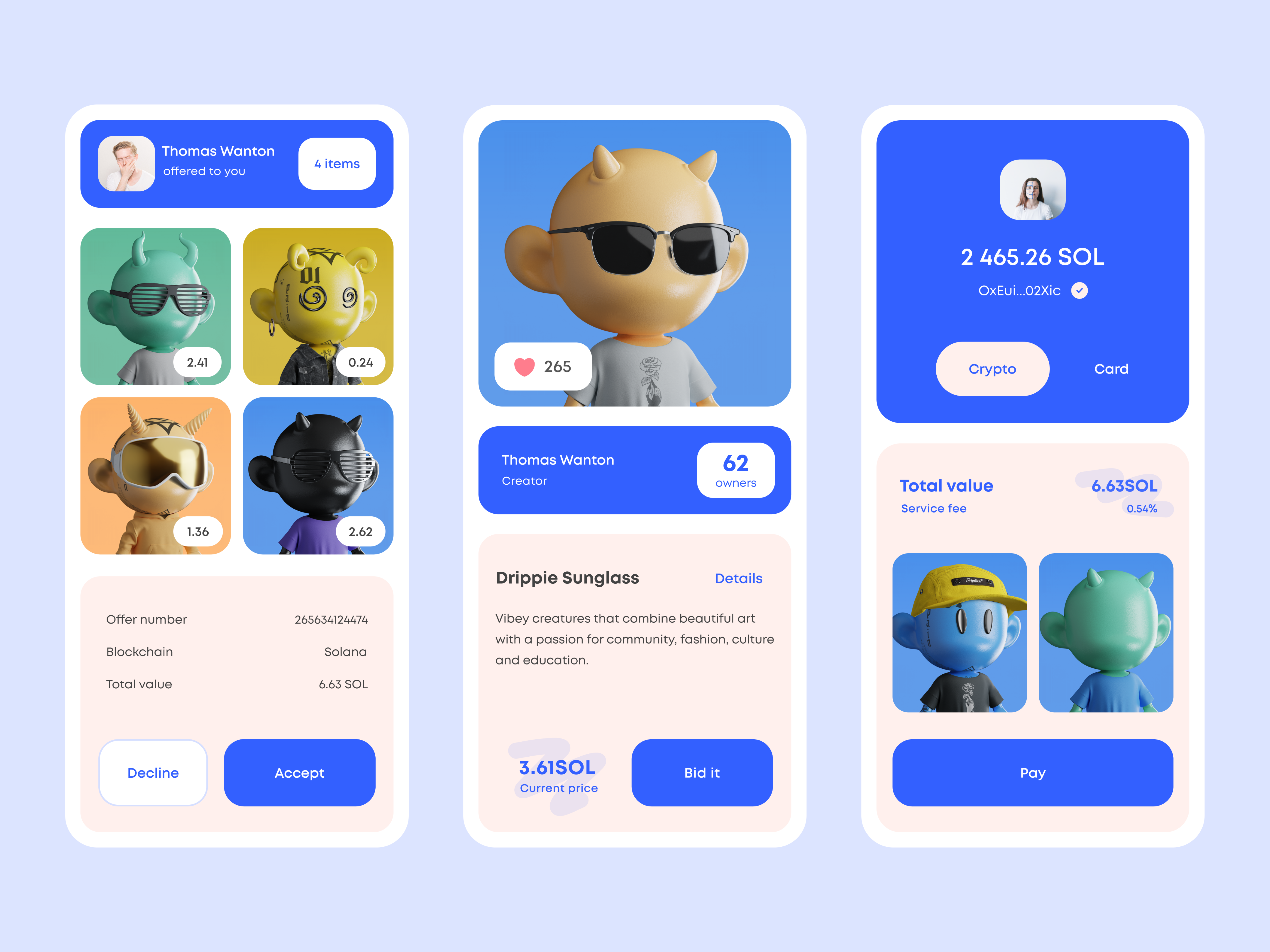NFT Marketplace mobile app 3d app design blue colour branding character design crypto cryptocurrency ethereum graphic design illustration minimal ui minimalism multiverse nft nft nft marketplace nft mobile app nft wallet opensea solana ux research