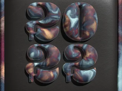 2022 2022 3d ceramic design geometric illustration number texture typography vector year