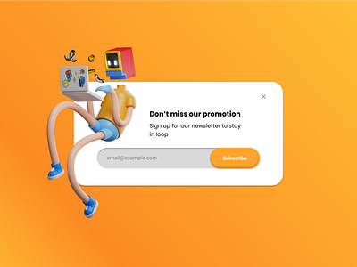Daily UI 016 - Pop-Up / Overlay 100 daily ui challenge 3d daily ui design figma mailing list newsletter overlay pop up pop up subscribe ui user experience user interface ux
