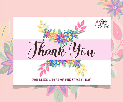 Thank You Card for Wedding Souvenirs adobe branding card design elegant floral flower gift card graphic design icon illustration label logo posting social media summer thank you card typography vector