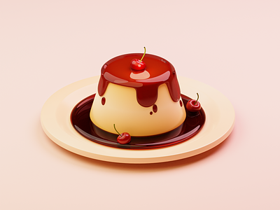 A delicious dessert 3c cake 3d 3d art 3d design 3d illustration 3d modeling 3d simple blender cake cherry 3d dinner georgia graphic design kitchen simple design tbilisi