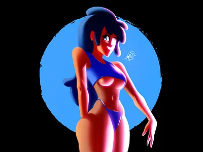 Dana - Blue Swimsuit anime bikini character character design colors illustration manga nft oc