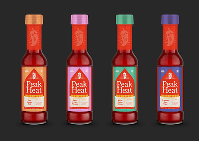 Peak Heat | Hot Sauce Brand & Label brand design branding design graphic design logo logo design package design packaging typography