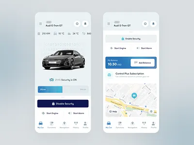 Carsana - Car Security app car dashboard design interface mobile product safety security shield signaling toglas transport ui ux vehicle