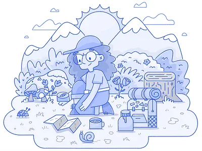 Wayfinding adventure character drawing fun illustration monochromatic mountain procreate sketch sun