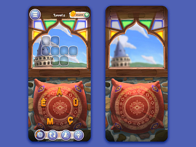 "Kolay kelime" in-game menu & UI cutlure design fantasy game graphic design illustration turkey ui wordgame