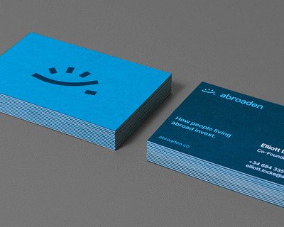 Abroaden business cards brand identity branding business cards colorplan crypto duplexed financial fintech graphic design investing logo nft startup