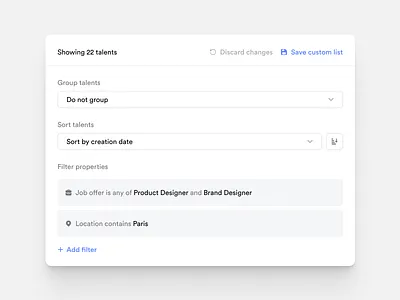Crew.work β Filters ats crew crew.work crm filter filters form input minimalist modal panel popover product design saas ui ux
