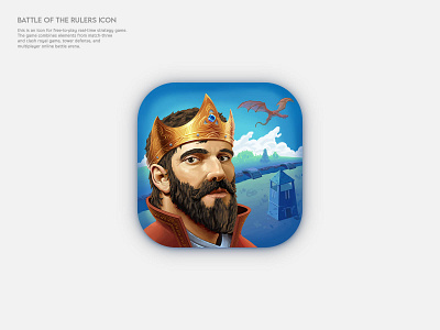 "Battle of the rulers" game icon app app icon design dragon game game icon graphic design illustration king ui