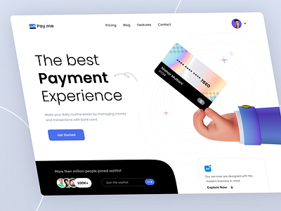 Web Design: Fintech Landing Page agency banking black and white brand card card ui cinema4d clean fintech landing page money saas startup web design