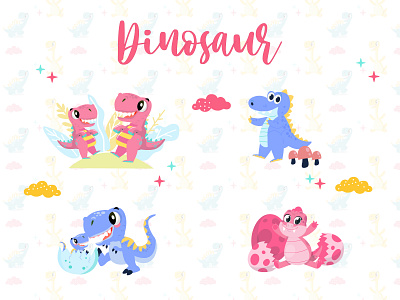 Pink Dinosaur animal design dinosaur graphic design illustration vector