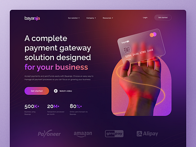 bayaraja - Fintech Landing Page bank banking business card dark digital banking finance financial fintech homepage landing page money payment ui uiux ux web design website