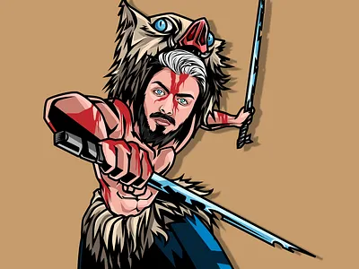 Logo Inosuke 2d anime avatar cartoon character design film graphicdesign illustration inosuke livestreaming logo logos profilepicture quotes streamers tanjiro twitch twitchlogo twitchlogos
