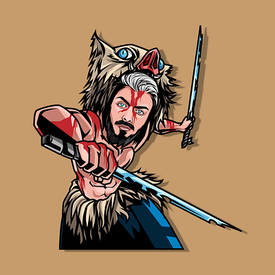 Logo Inosuke 2d anime avatar cartoon character design film graphicdesign illustration inosuke livestreaming logo logos profilepicture quotes streamers tanjiro twitch twitchlogo twitchlogos