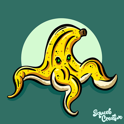 Evil Banana Logo Illustration Design banana cartoon creature fantasy fruit illustration imaginary logo mascot