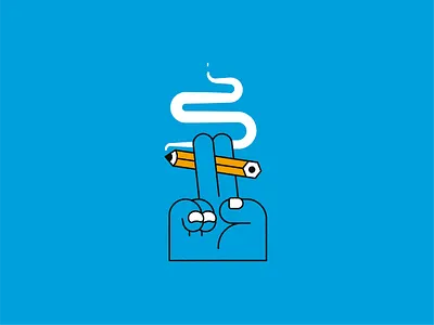 Smoking hot pencil cigarette coral flat hand hand hot illustration minimalistic pencil simple smoke smoking smoking cigarette