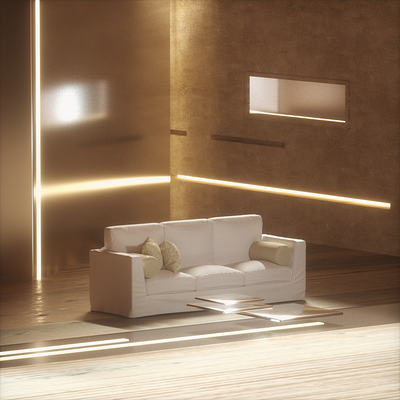 Future Interior 3d 3dart abstract animation animation art c4d cinema4d decoration design futuristic gold house interior lights living materials motion art octane room sofa