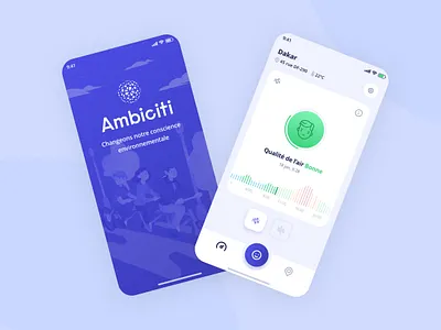Ambiciti app air air quality app mobile design design ui feedback illustration level location measures mobile noise smiley ui weather